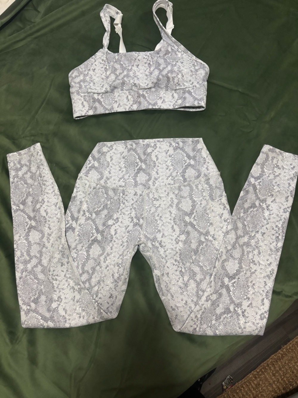 Snakeskin Print Sports Bra & High-Waist Leggings Set (curves & Combatboots)